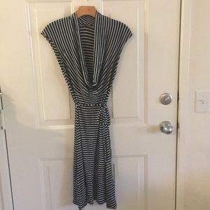 Cotton navy/white striped dress size small